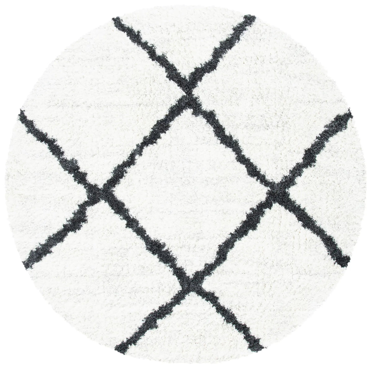 Safavieh August Shag 500 6'-7" x 6'-7" Rug in Ivory / Black