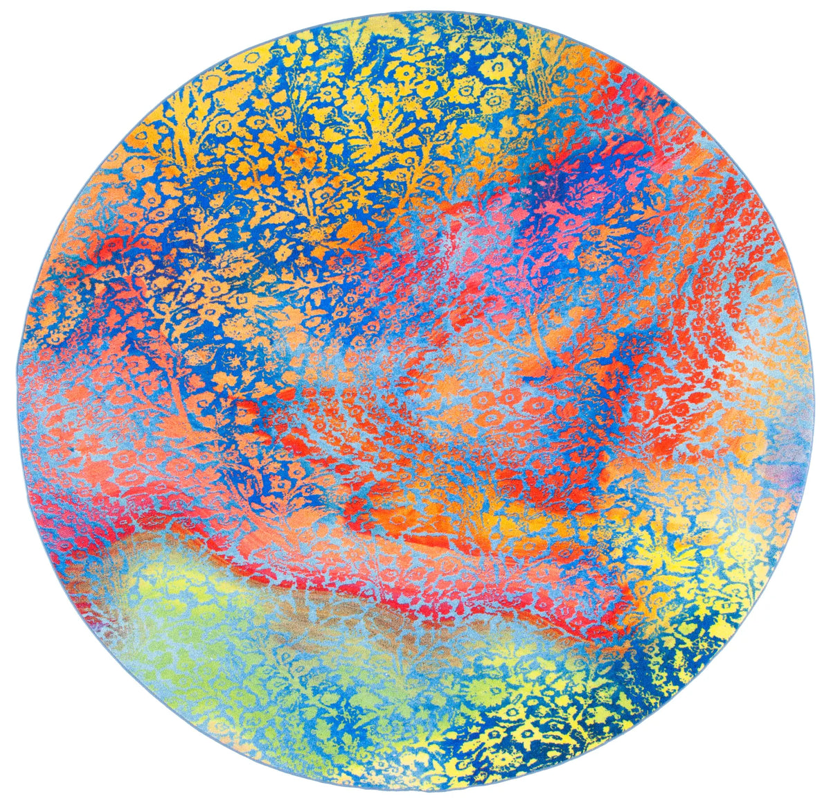 Safavieh Paint Brush 6'-7" x 6'-7" Rug in Blue / Coral
