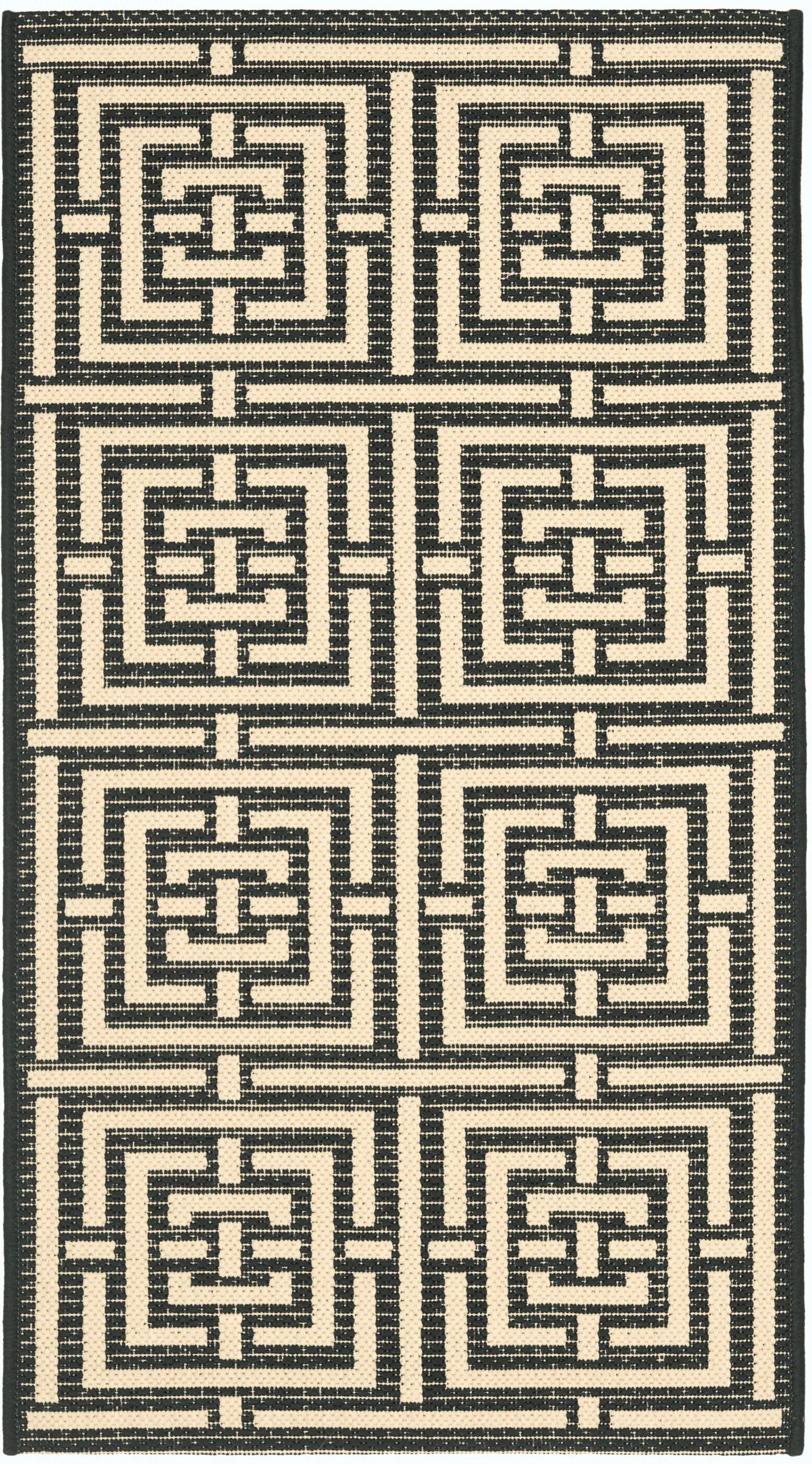 Safavieh Courtyard 2'-0" x 3'-7" Rug in Black / Bone