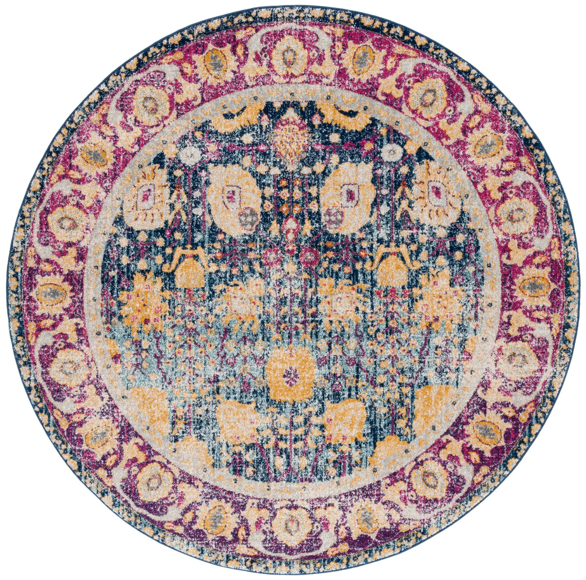 Safavieh Granada 6'-7" x 6'-7" Rug in Blue / Fuchsia