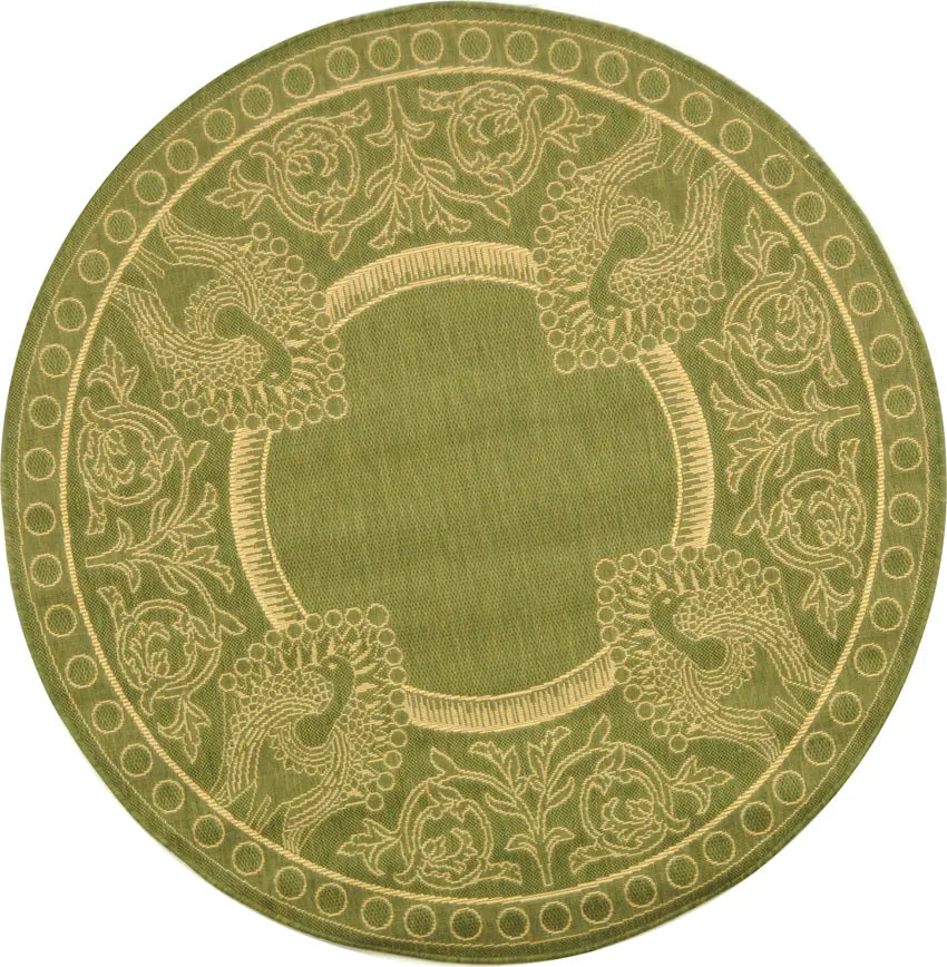 Safavieh Courtyard 5'-3" x 5'-3" Rug in Olive / Natural