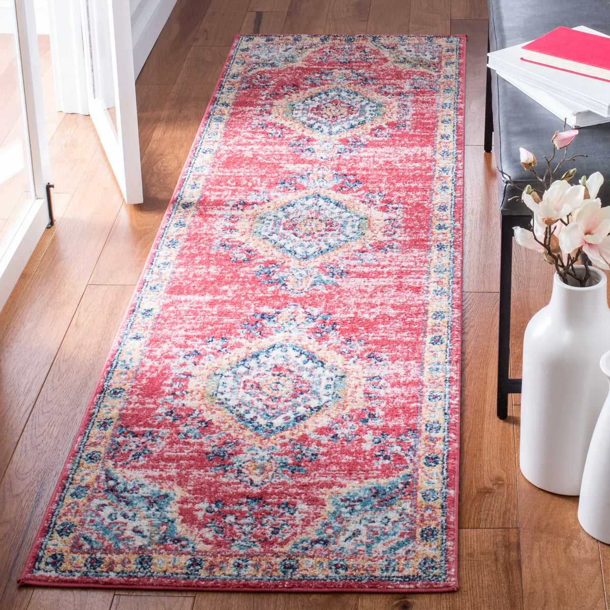 Safavieh Madison 2'-3" x 8'-0" Rug in Orange / Light Blue