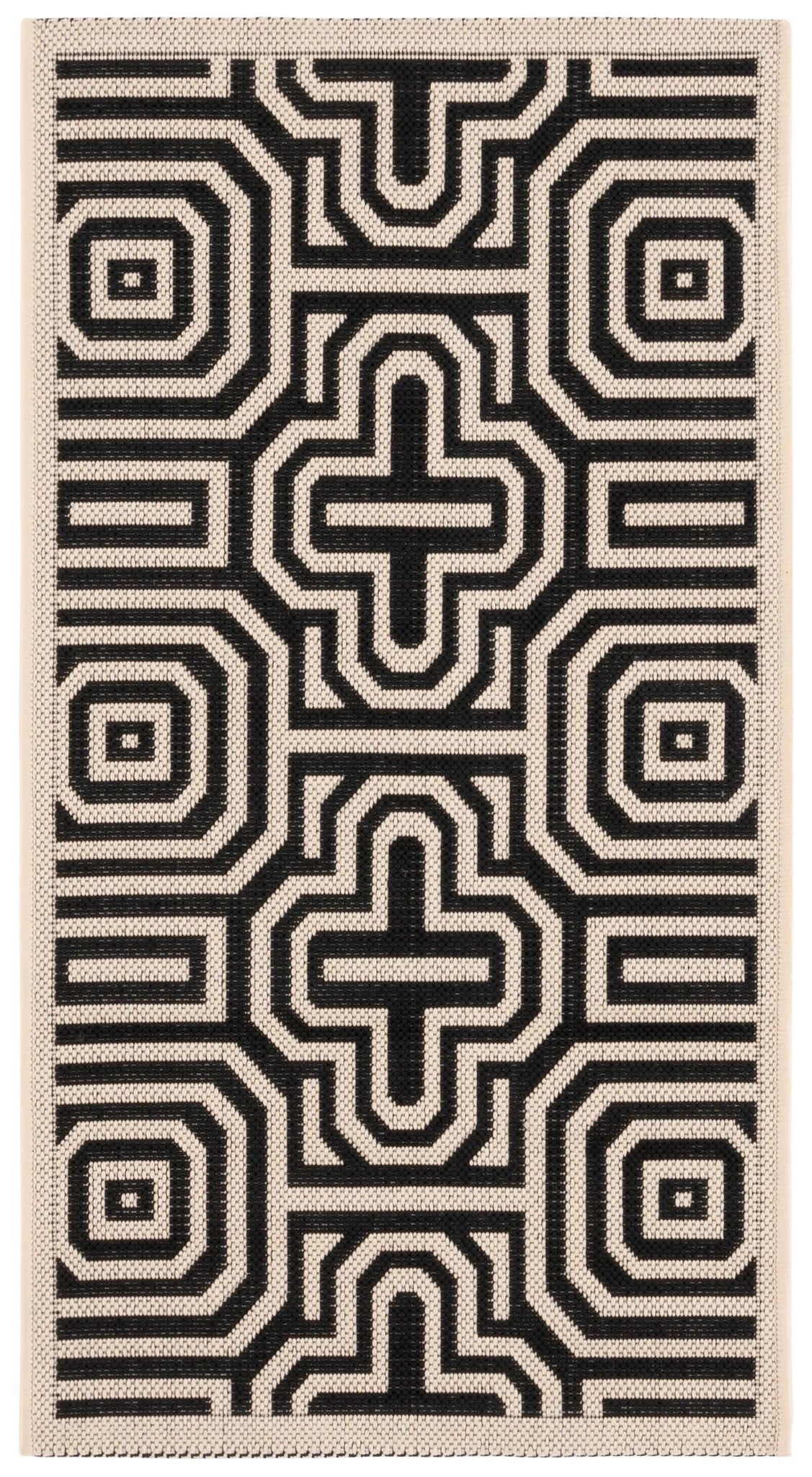 Safavieh Courtyard 2'-0" x 3'-7" Rug in Sand / Black