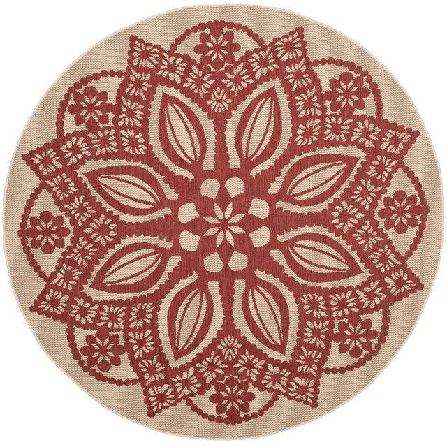 Safavieh Courtyard 6'-7" x 6'-7" Rug in Beige / Red