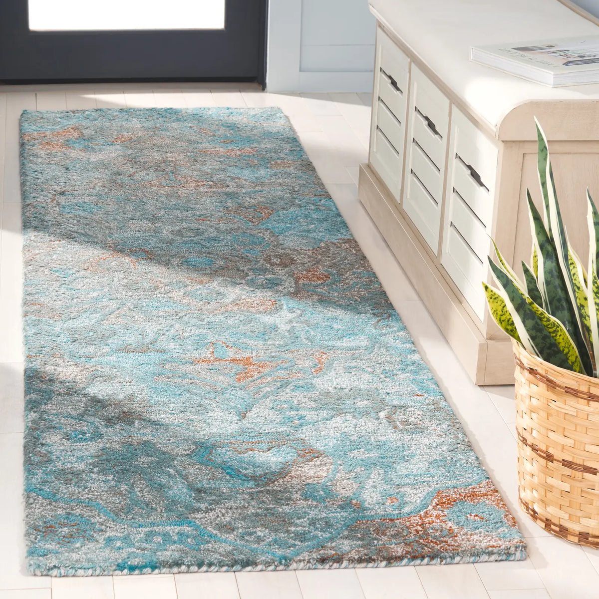 Safavieh Anatolia 2'-3" x 8'-0" Rug in Turquoise / Brown
