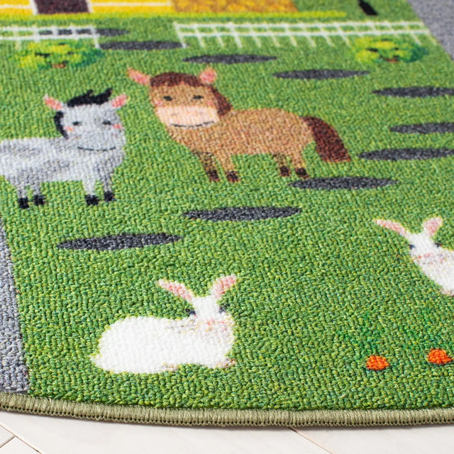 Safavieh Kids Playhouse 200 5'-0" x 5'-0" Rug in Dark Green / Light Grey