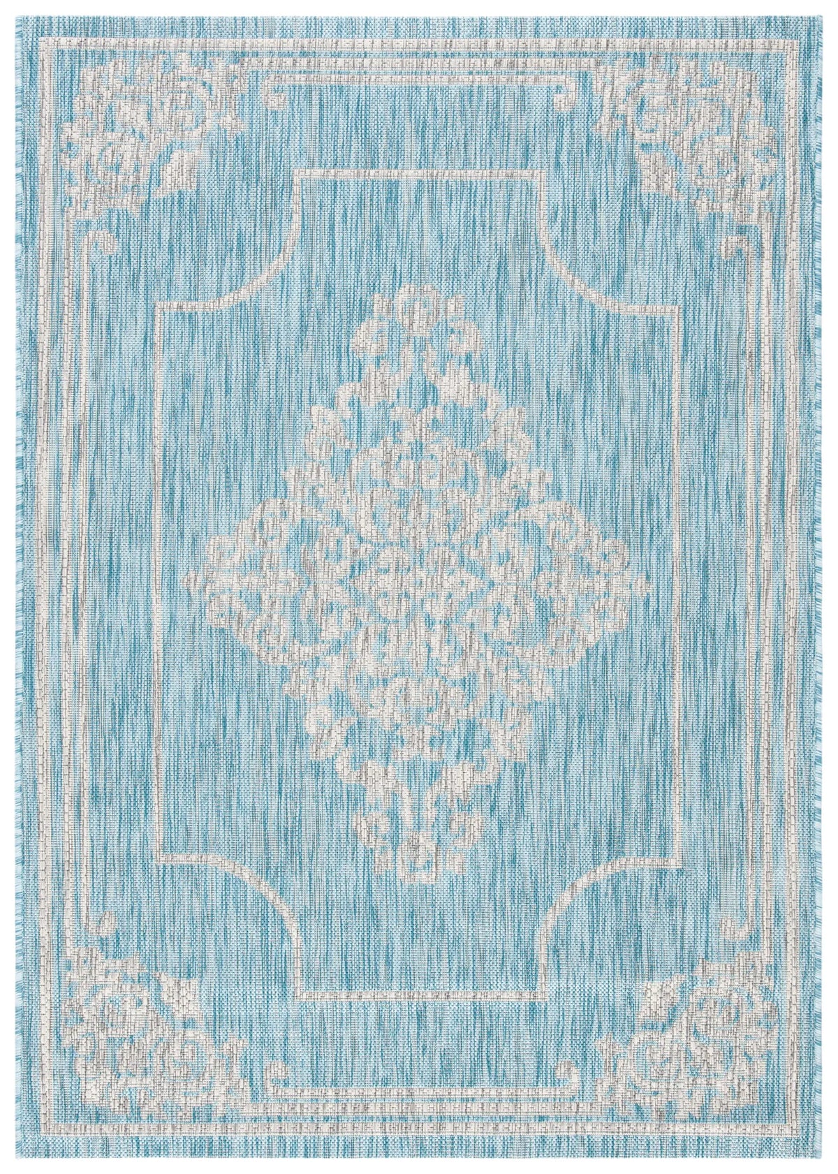 Safavieh Courtyard 4'-0" x 5'-7" Rug in Aqua / Grey