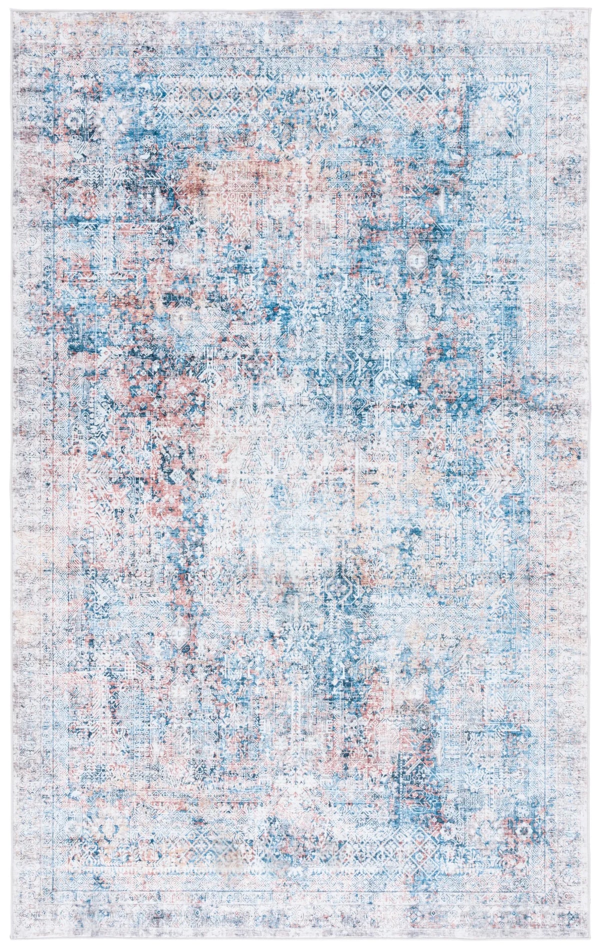 Safavieh Santa Monica 4'-0" x 6'-0" Rug in Blue / Rust