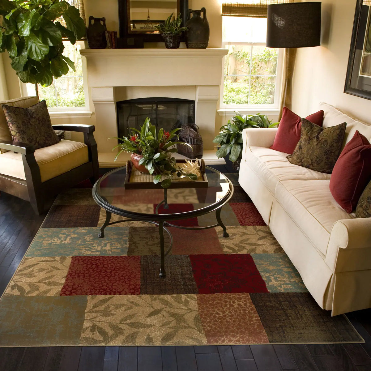 Oriental Weavers Sphinx Hudson 030c1 Green / Red Rugs - room scene