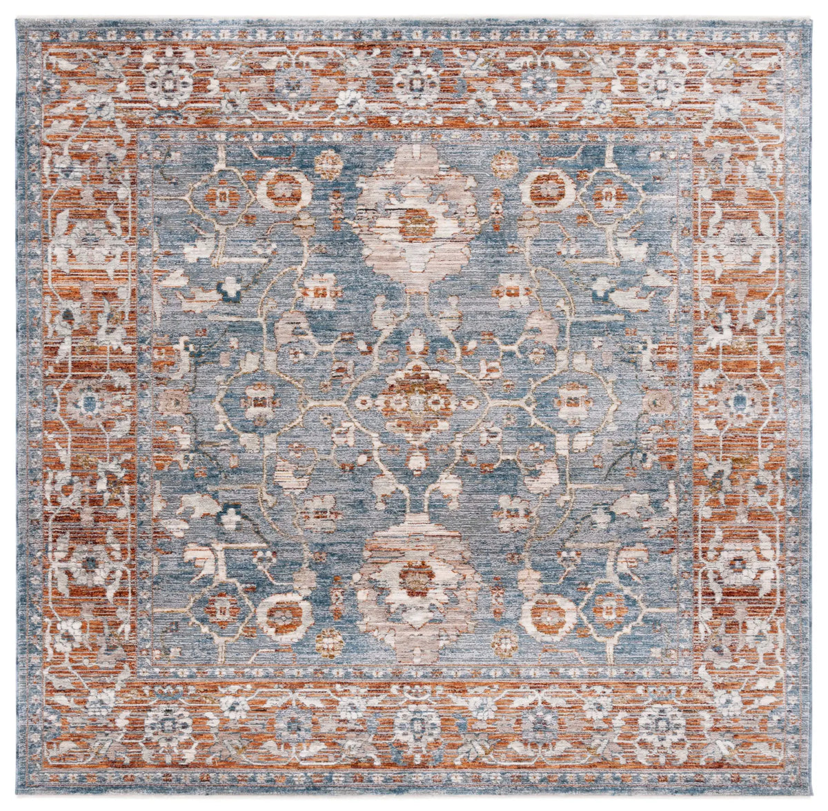 Safavieh Heirloom 700 6'-3" x 6'-3" Rug in Grey / Blue Rust