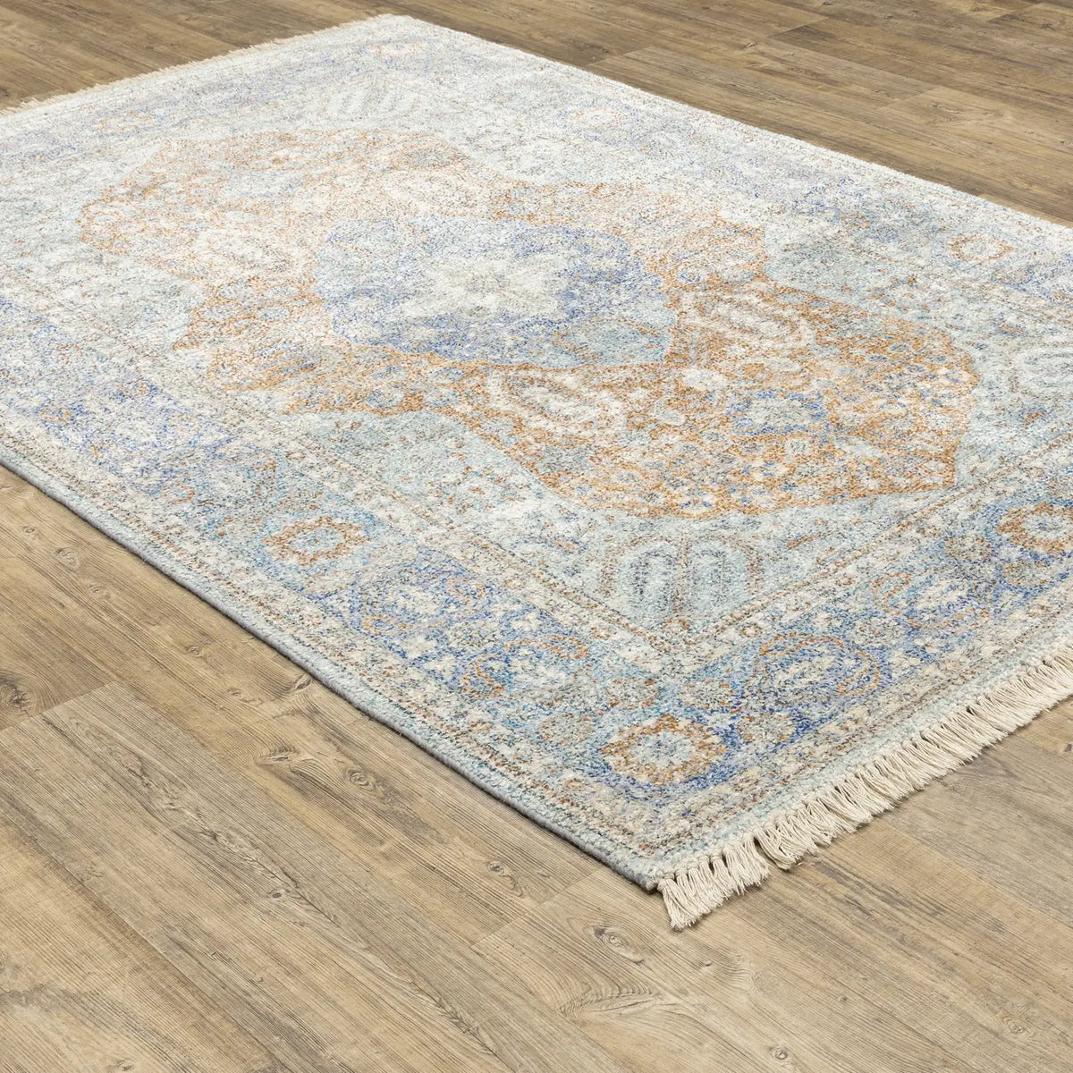Oriental Weavers Sphinx Malabar 45301 Blue/ Red Rugs - angle detail