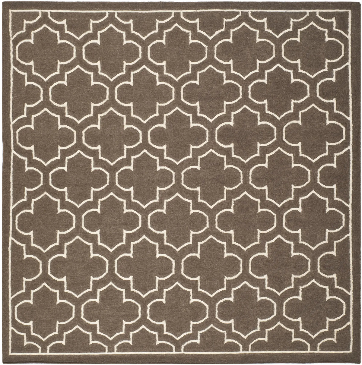 Safavieh Dhurries 7'-0" x 7'-0" Rug in Brown / Ivory
