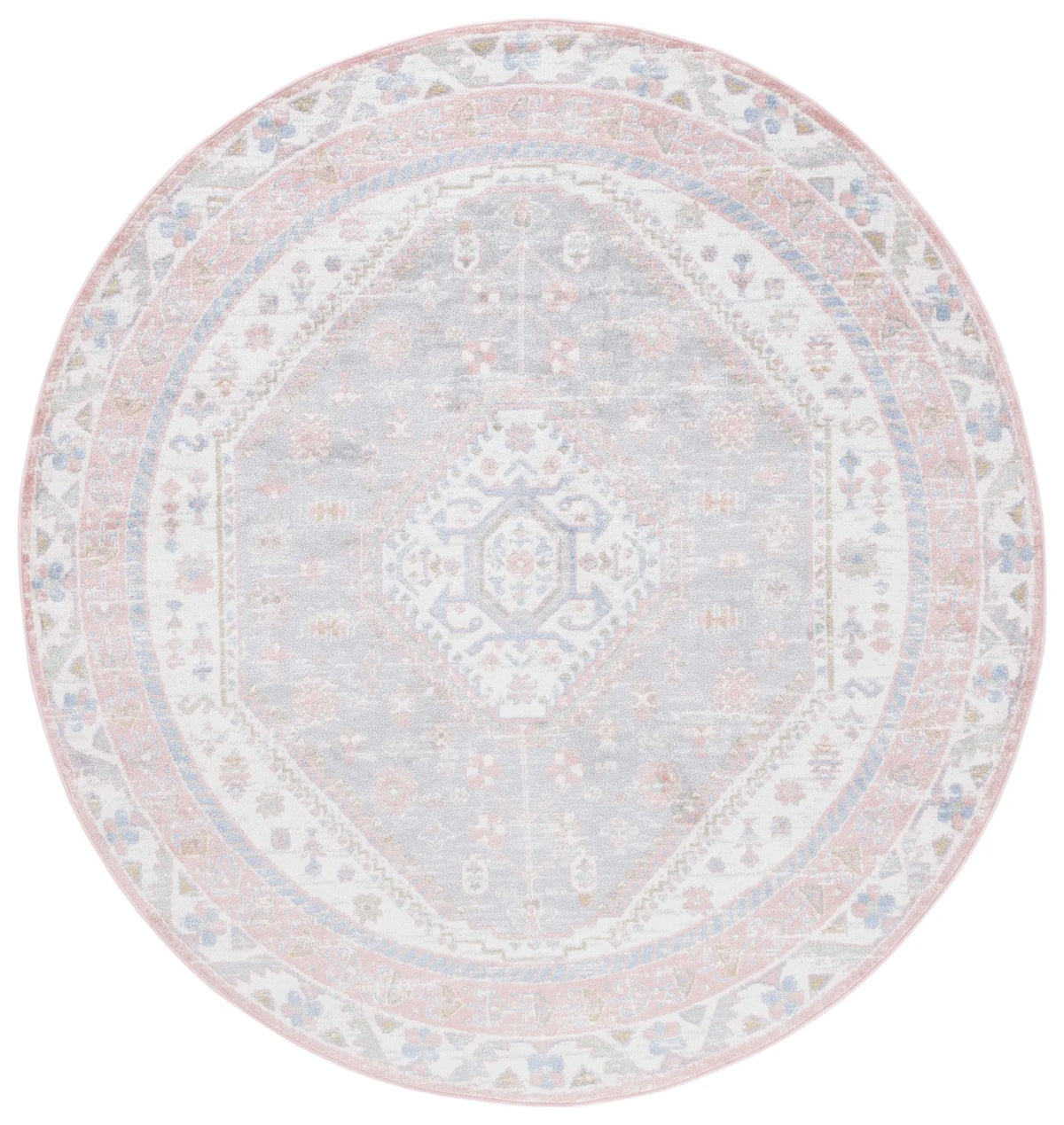 Safavieh Bayside 5'-3" x 5'-3" Rug in Ivory / Blue Pink