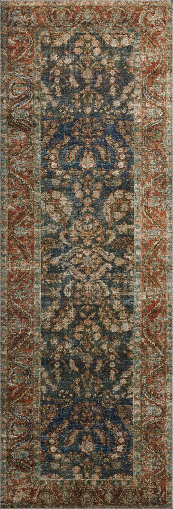 Chris Loves Julia x Loloi Jules 10-Jul Ocean / Spice Rug - runner flat