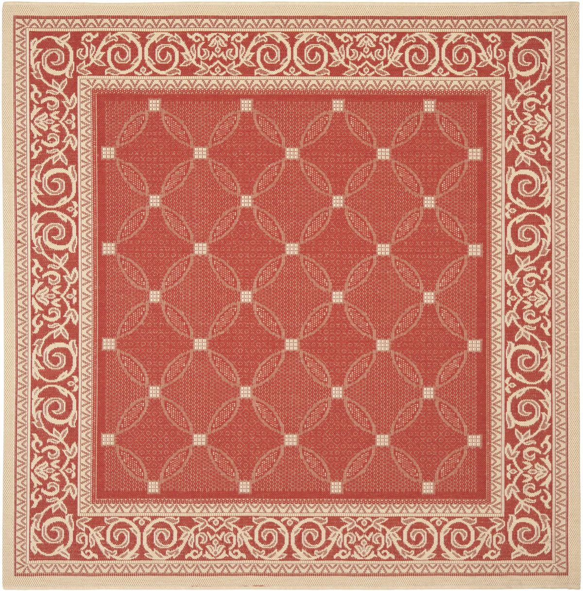 Safavieh Courtyard 6'-7" x 6'-7" Rug in Red / Natural