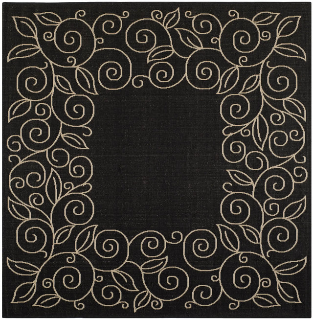 Safavieh Courtyard 6'-7" x 6'-7" Rug in Black / Beige