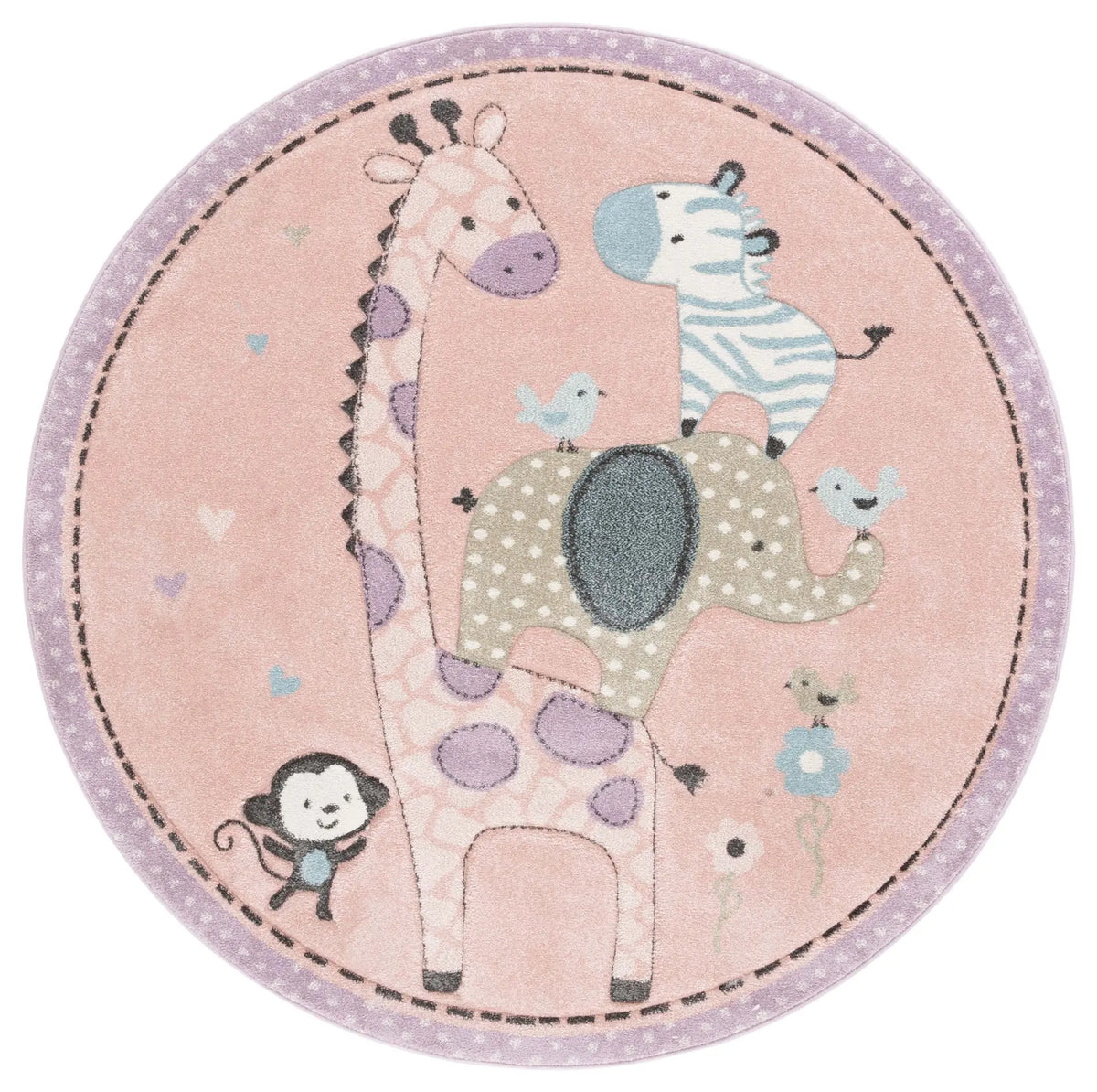 Safavieh Carousel Kids 100 5'-3" x 5'-3" Rug in Blush Pink