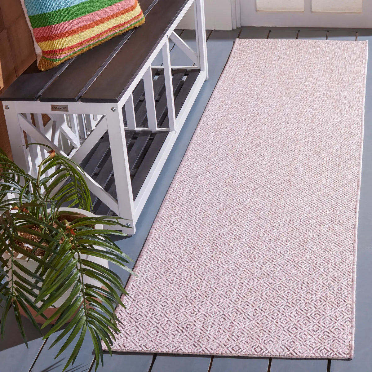Safavieh Courtyard 2'-3" x 8'-0" Rug in Soft Pink
