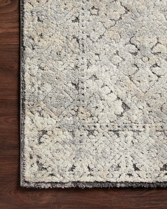 Loloi Theory Thy-05 Grey/Sand Rugs - corner on wood