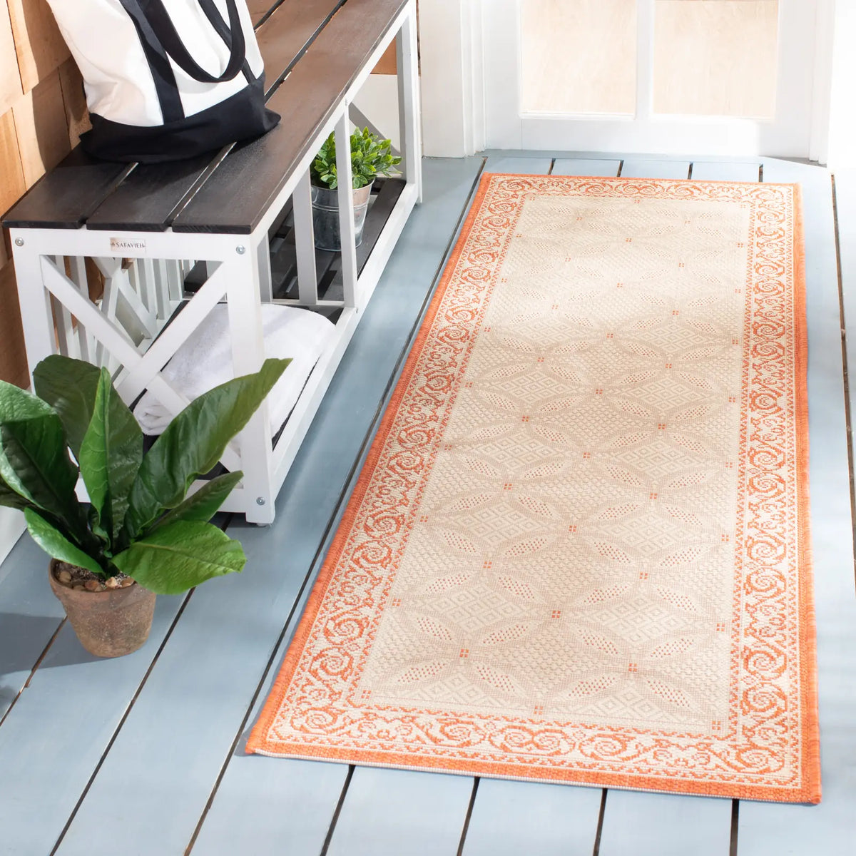 Safavieh Courtyard 2'-3" x 6'-7" Rug in Natural / Terra