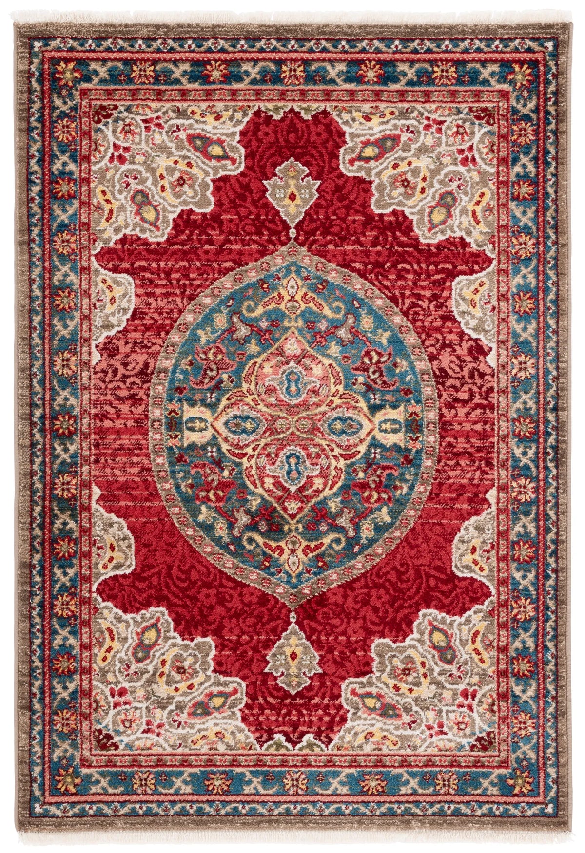 Safavieh Kashan 3'-3" x 4'-10" Rug in Red / Blue