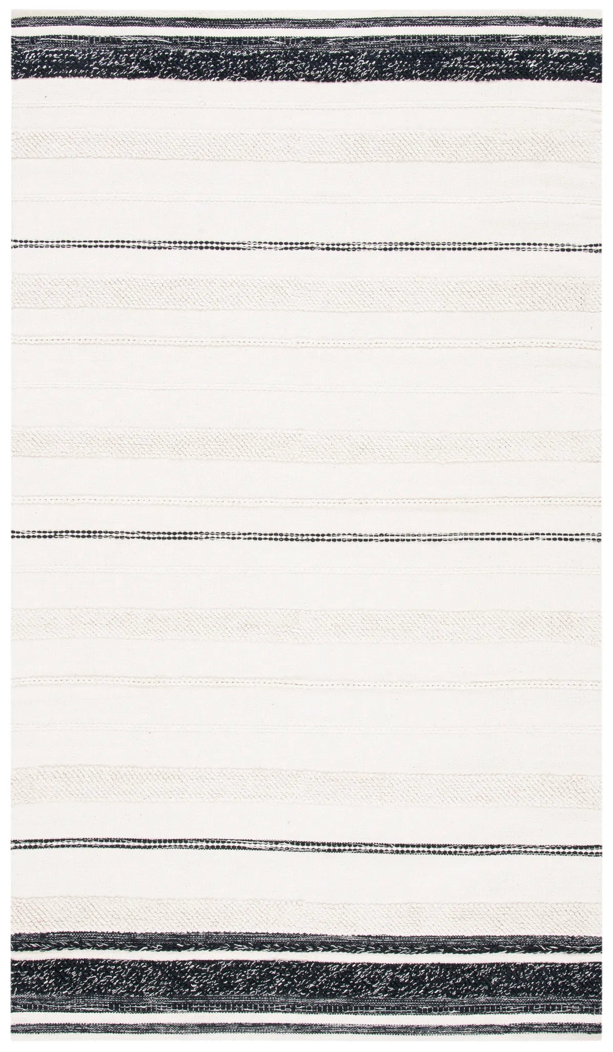 Safavieh Striped Kilim 4'-0" x 6'-0" Rug in Ivory / Black