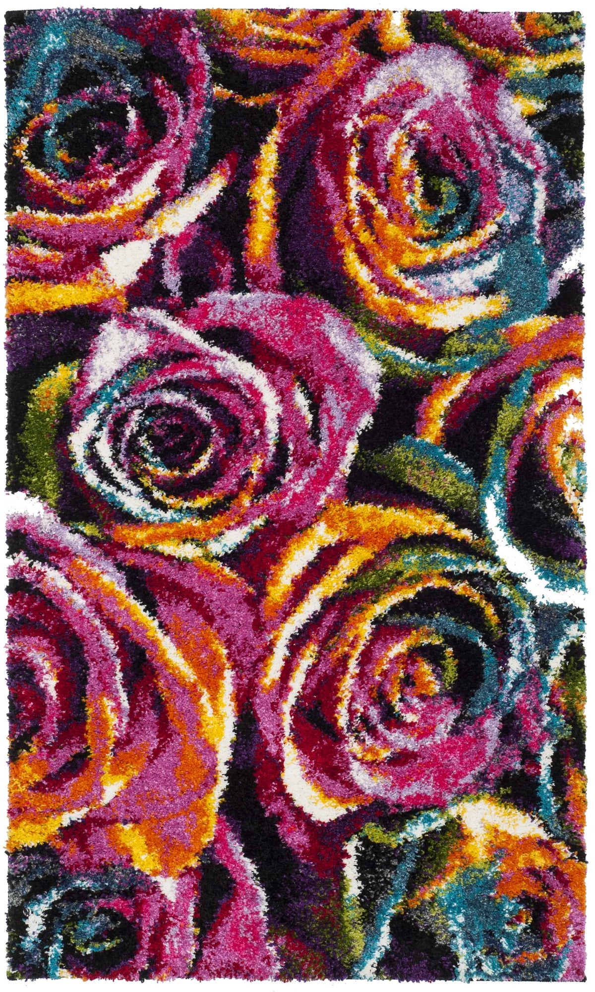 Safavieh Fiesta Shag 3'-0" x 5'-0" Rug in Fuchsia / Multi