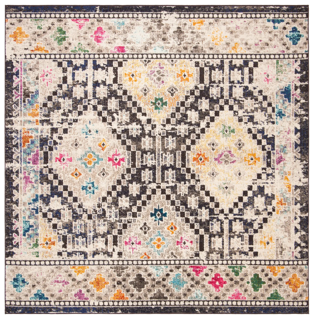 Safavieh Madison 6'-7" x 6'-7" Rug in Black / Yellow