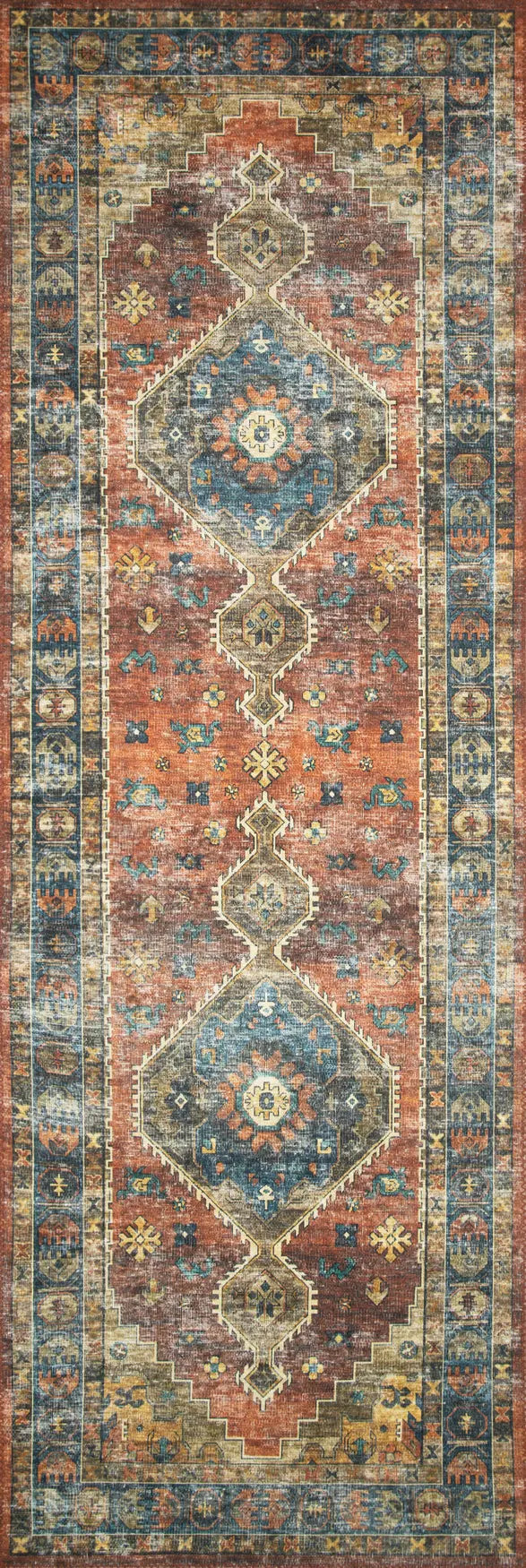 Loloi Skye Sky-11 Rust/Blue Rugs - runner flat