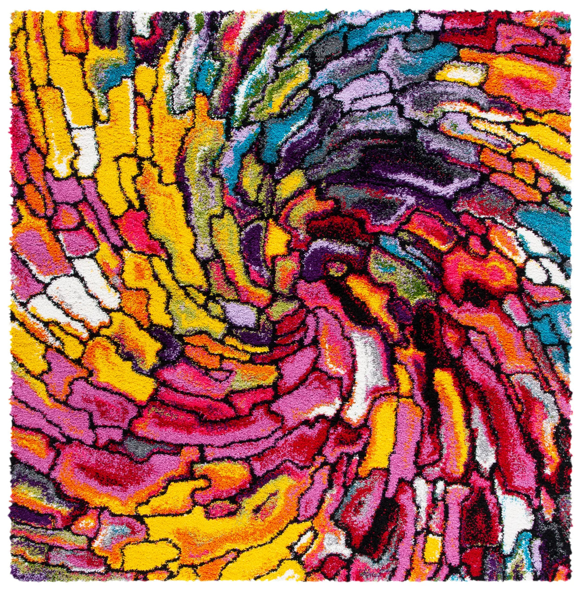 Safavieh Fiesta Shag 6'-7" x 6'-7" Rug in Multi