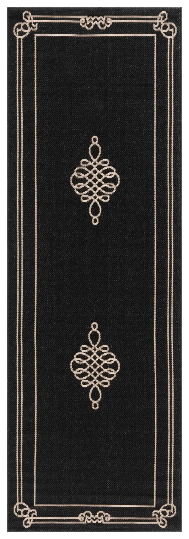 Safavieh Courtyard 2'-7" x 8'-2" Rug in Black / Creme
