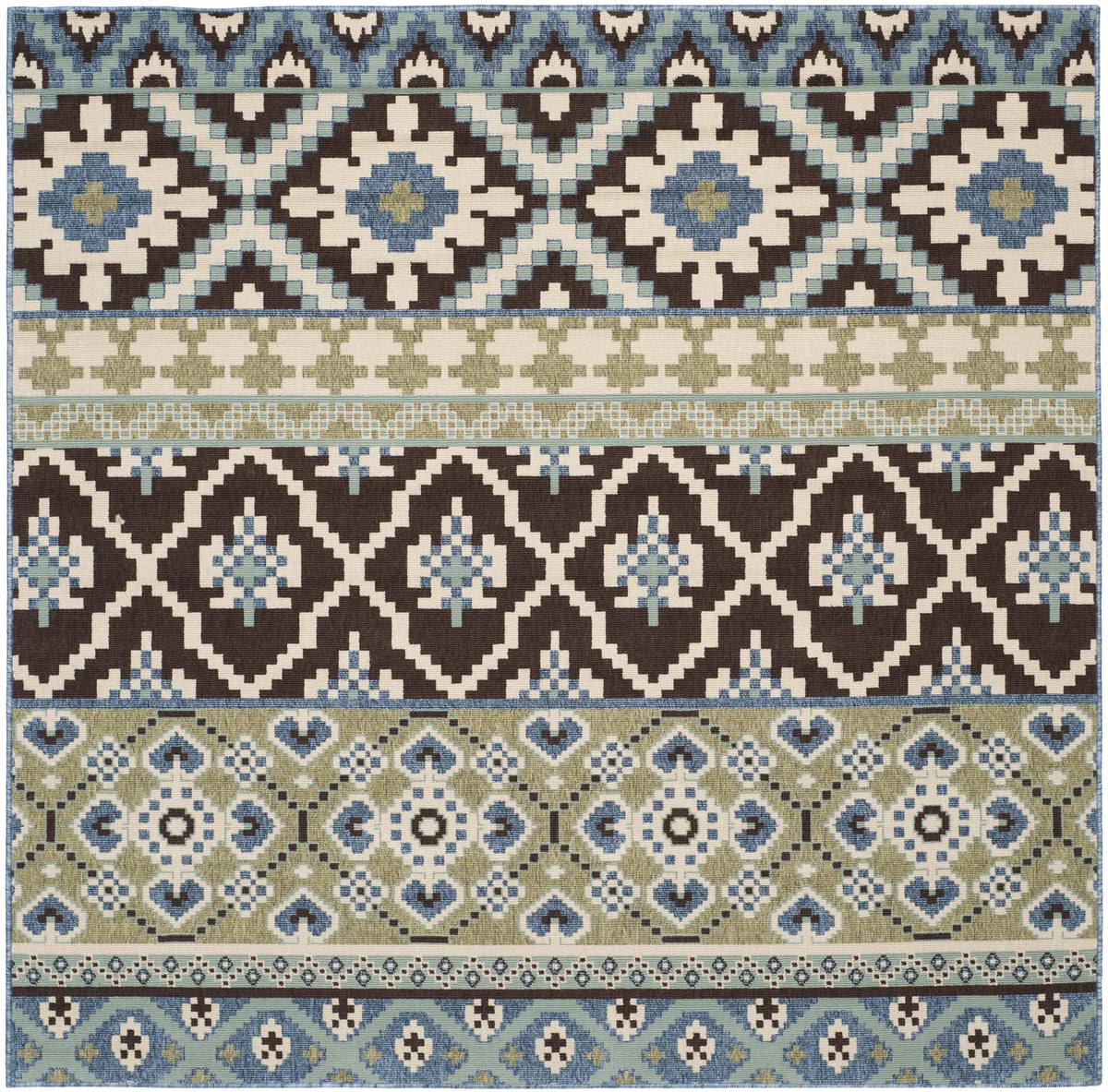 Safavieh Veranda 6'-7" x 6'-7" Rug in Chocolate / Blue