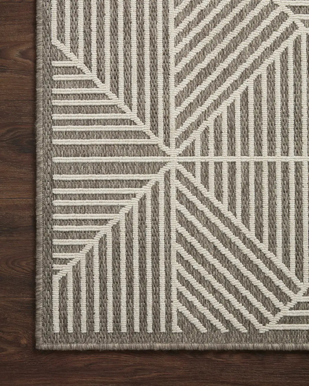 Loloi Rainier Rai-03 Natural/Ivory Rug - corner on wood