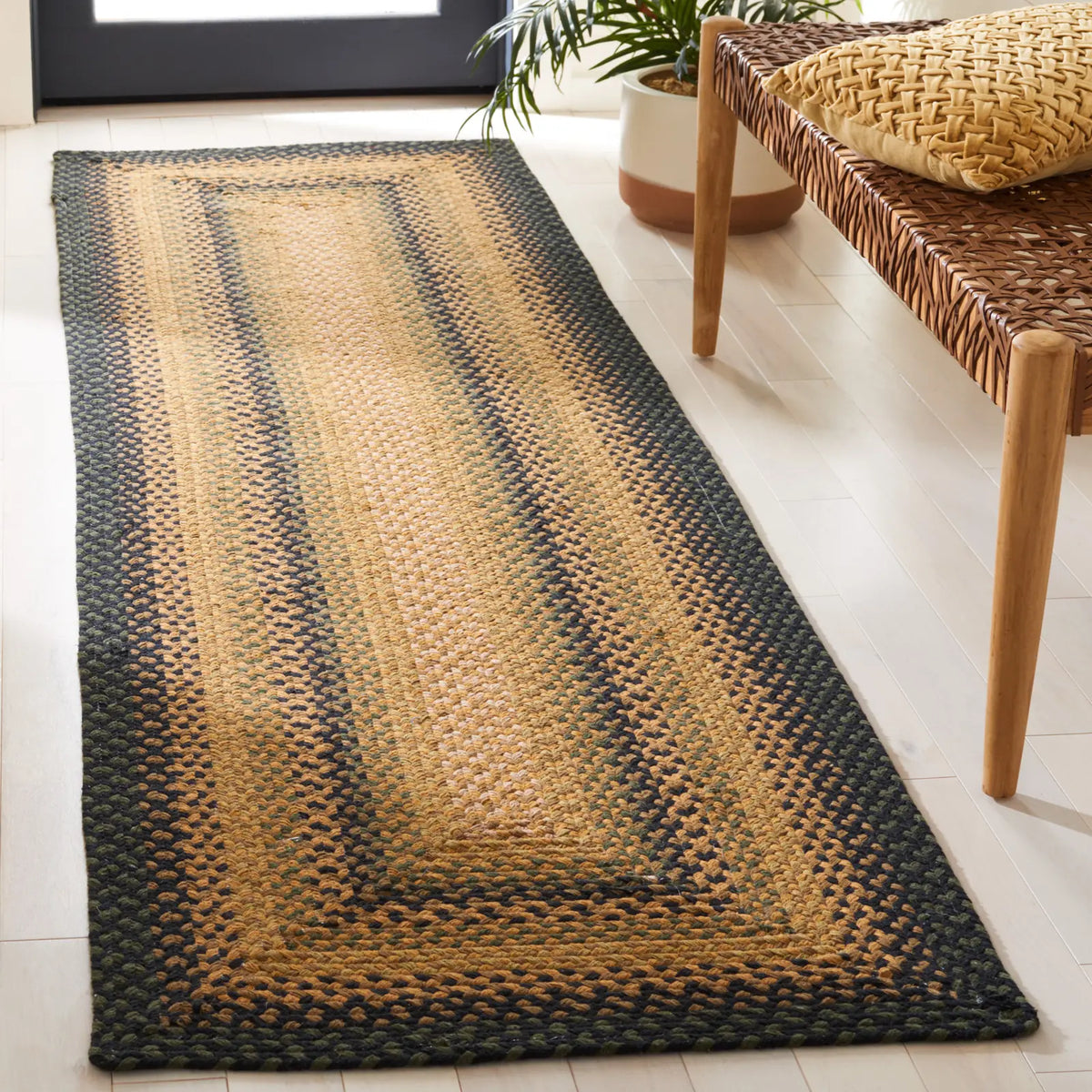 Safavieh Braided 2'-3" x 8'-0" Rug in Gold / Sage
