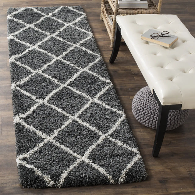 Safavieh Hudson Shag 2'-3" x 10'-0" Rug in Dark Grey / Ivory