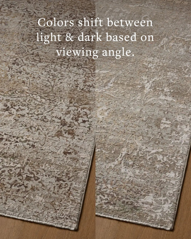Loloi Aylin AYL-06 Granite / Bronze Rug - angled corner on wood