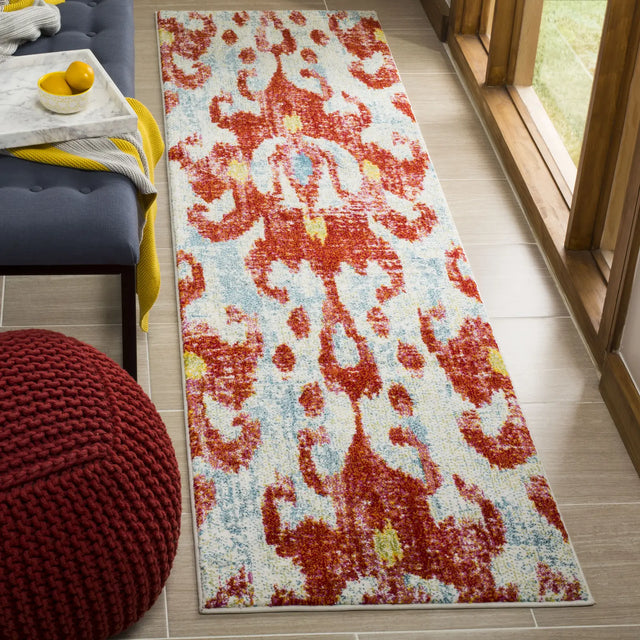 Safavieh Watercolor 2'-3" x 8'-0" Rug in Brickred / Light Blue