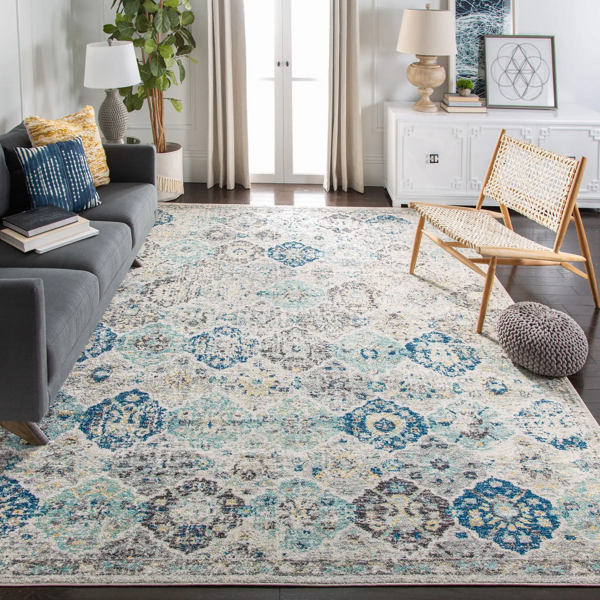 Safavieh Madison 10'-0" x 14'-0" Rug in Ivory / Aqua