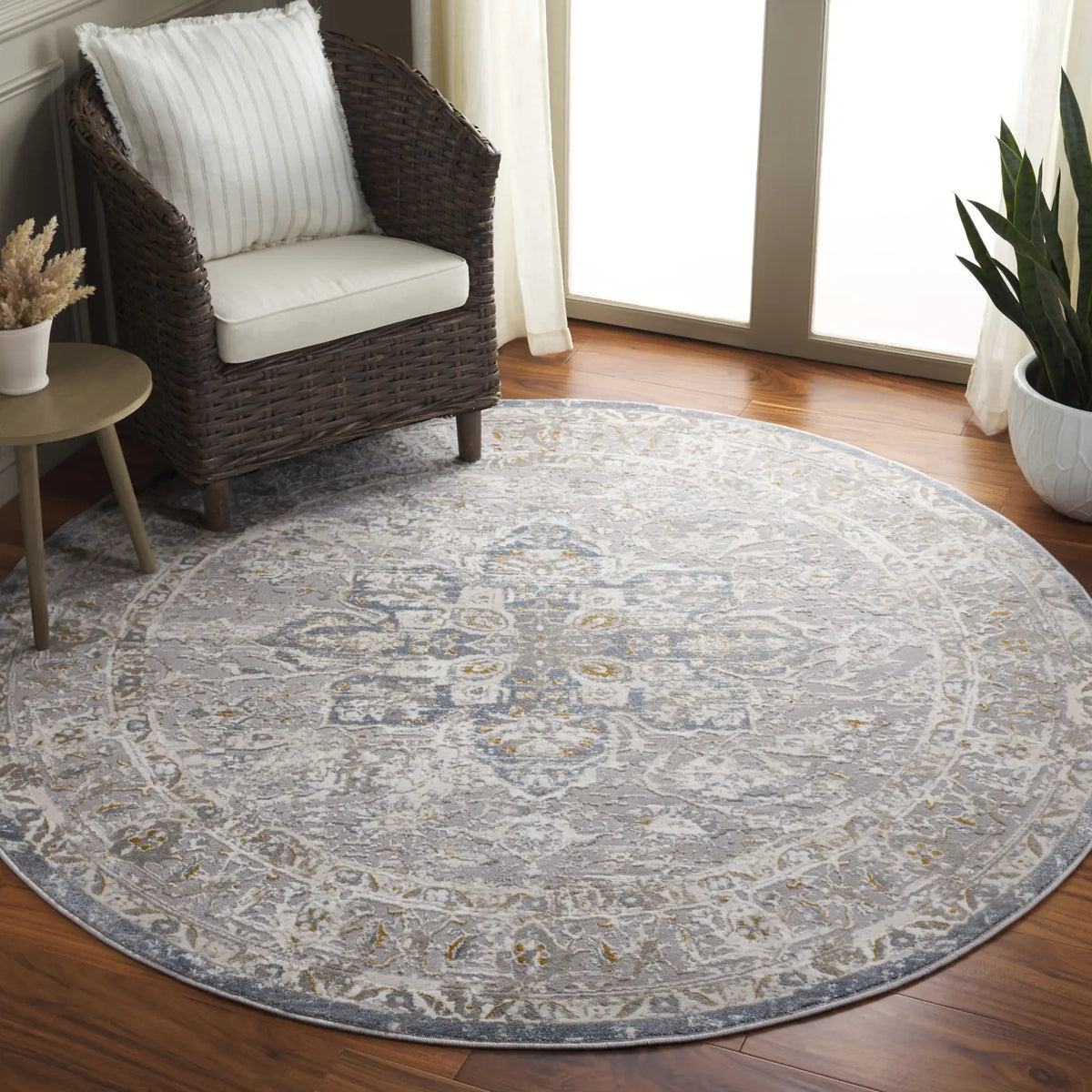 Safavieh Easton 6'-7" x 6'-7" Rug in Grey / Blue