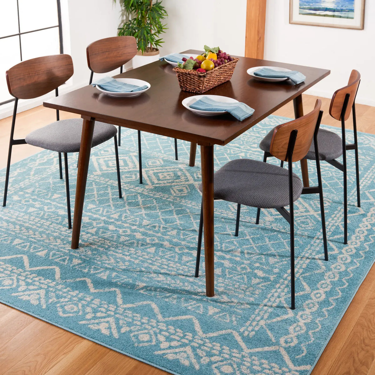 Safavieh Tulum 10'-0" x 13'-0" Rug in Turquoise / Ivory