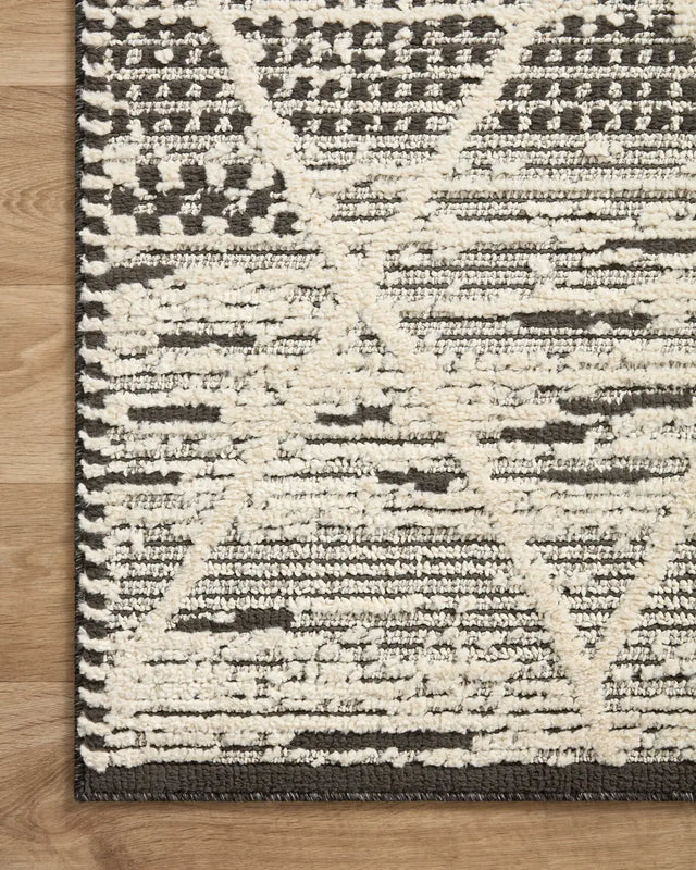 Loloi Fabian Fab-03 Charcoal/Ivory Rug - corner on wood
