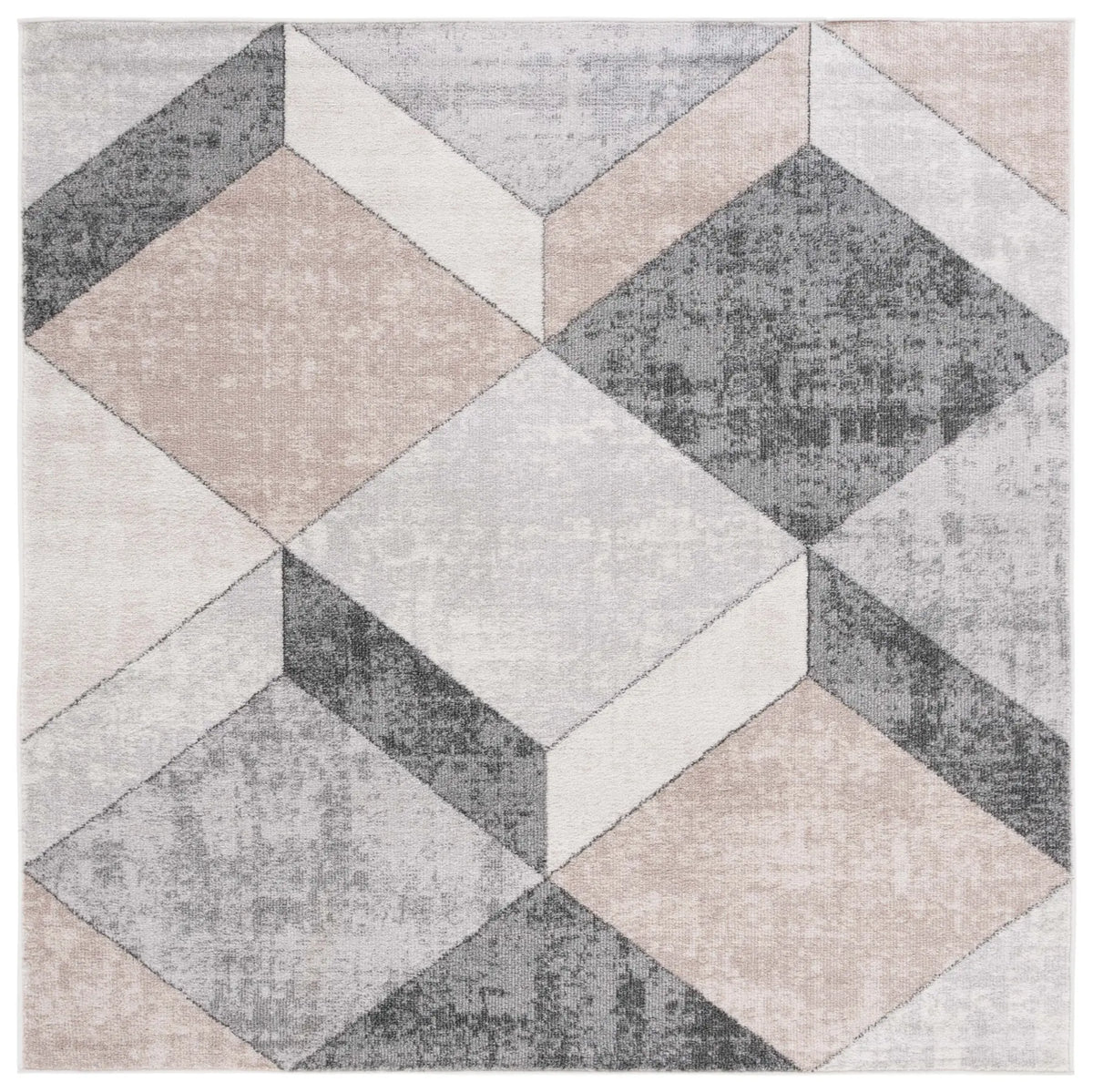Safavieh Phoenix 500 6'-7" x 6'-7" Rug in Light Grey / Beige Charcoal