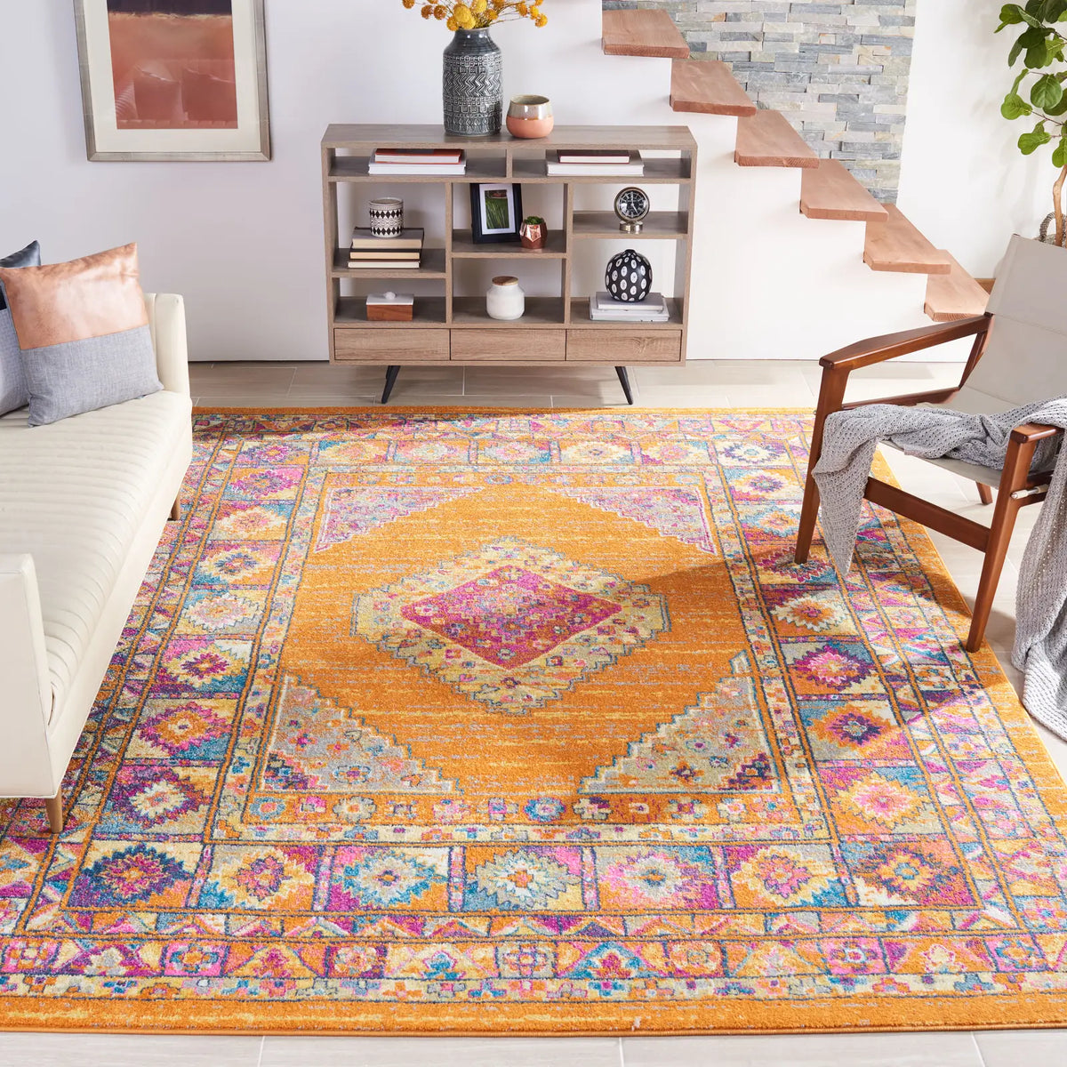 Safavieh Madison 10'-0" x 14'-0" Rug in Orange / Fuchsia