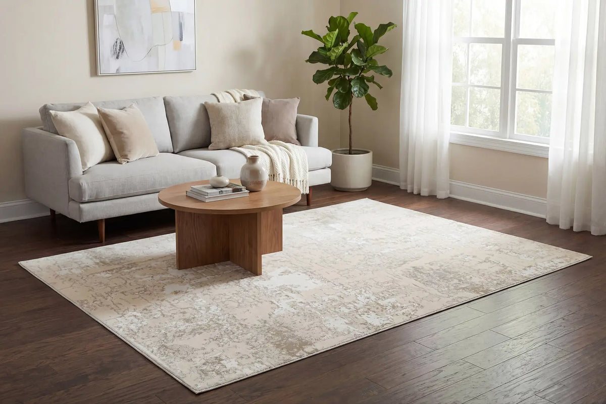 Dynamic Rugs Azure 12585 Power Loomed Modern Ivory/Beige/Grey Rug - Room