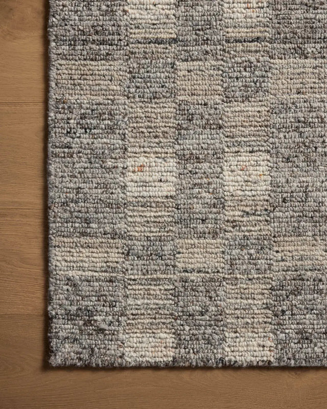 Loloi Sonya Soy-04 Stone/Natural Rug - corner on wood