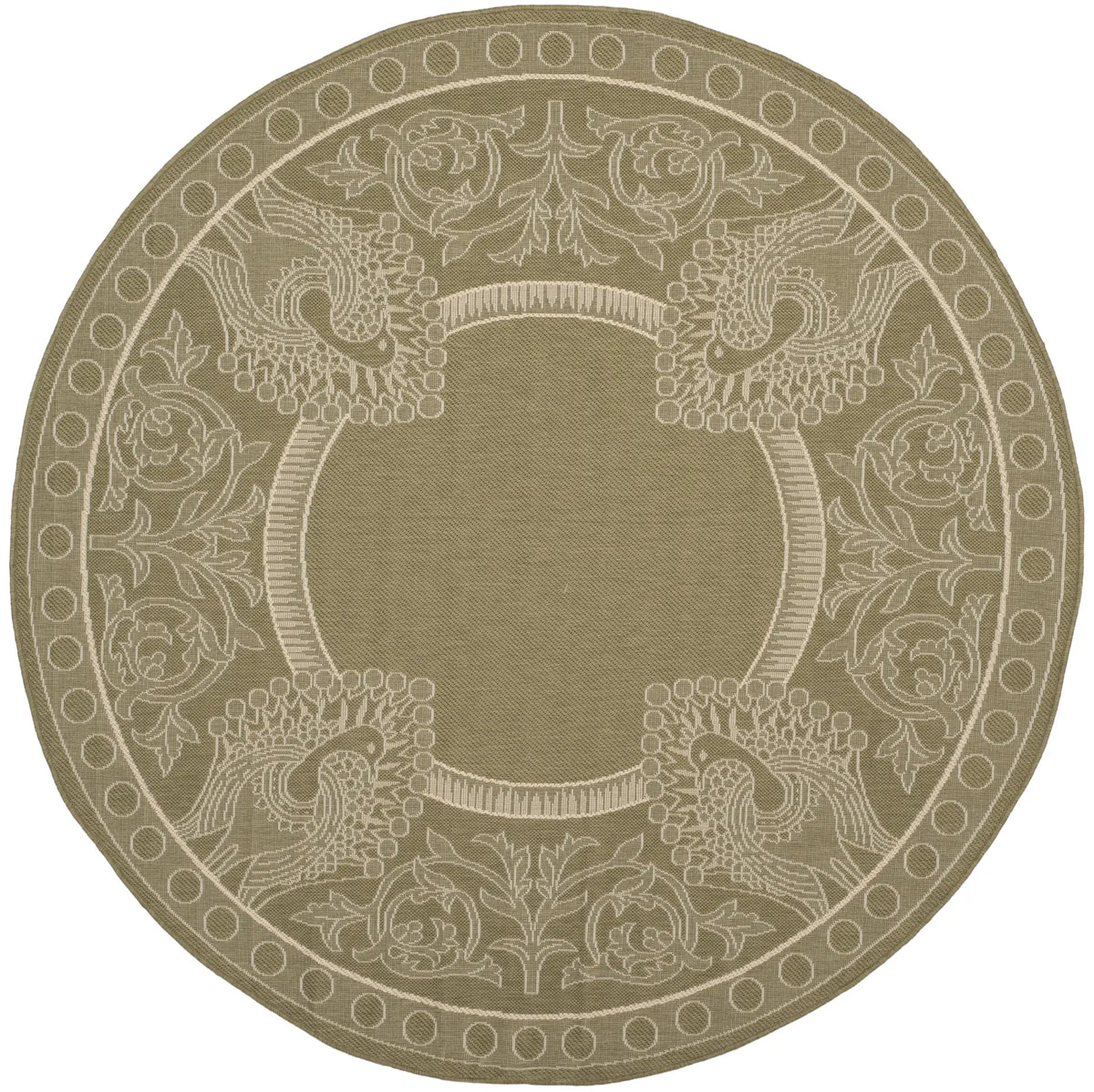 Safavieh Courtyard 6'-7" x 6'-7" Rug in Olive / Natural