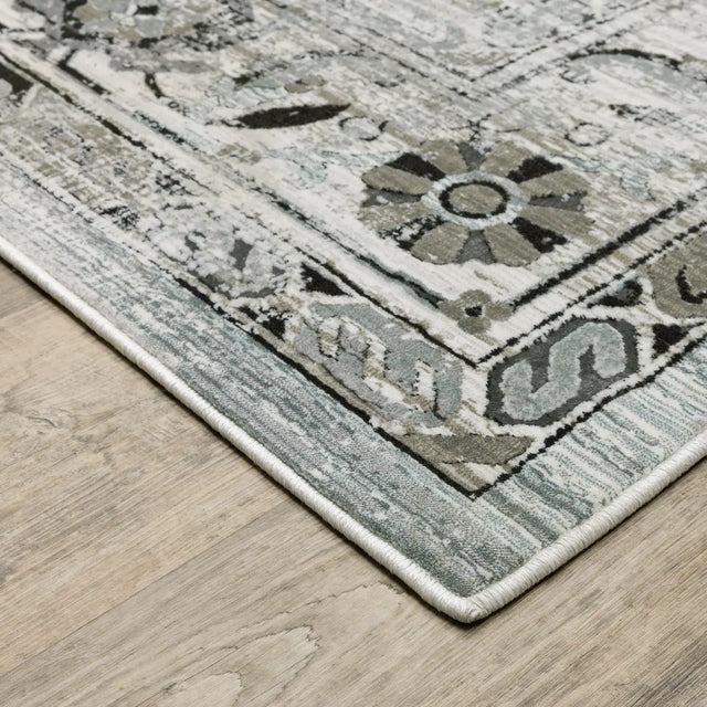 Oriental Weavers Gemini 020Z2 Grey/ Blue Rug - corner detail