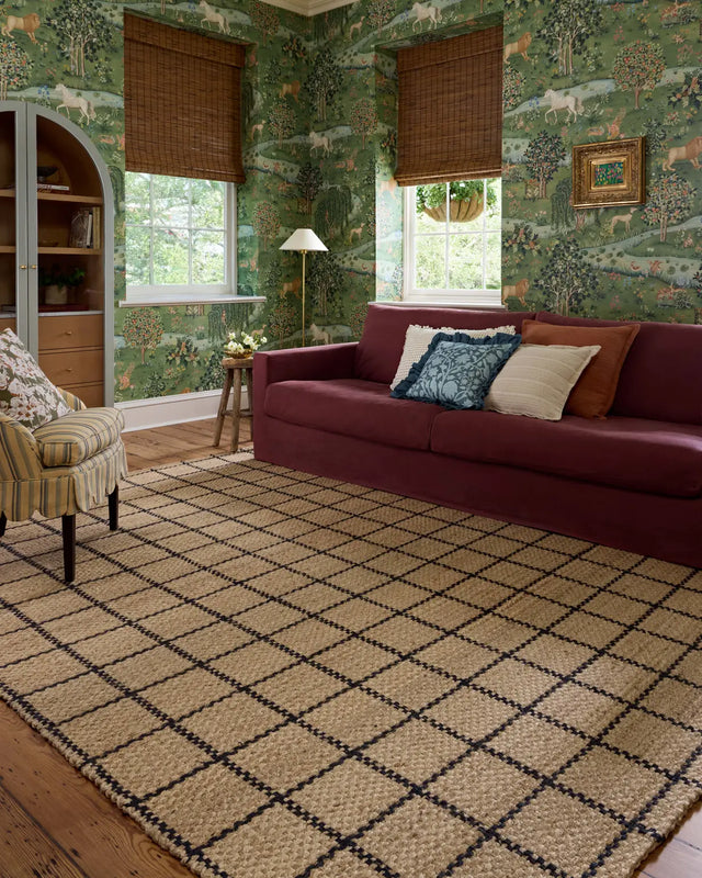 Chris Loves Julia x Loloi Fletcher FLE-01 Natural / Black Rug - room scene 3