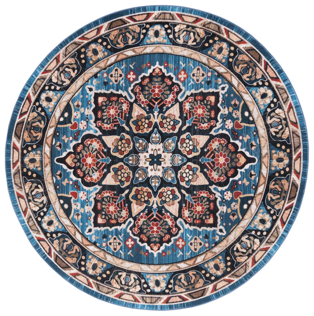 Safavieh Riviera 6'-7" x 6'-7" Rug in Blue / Black