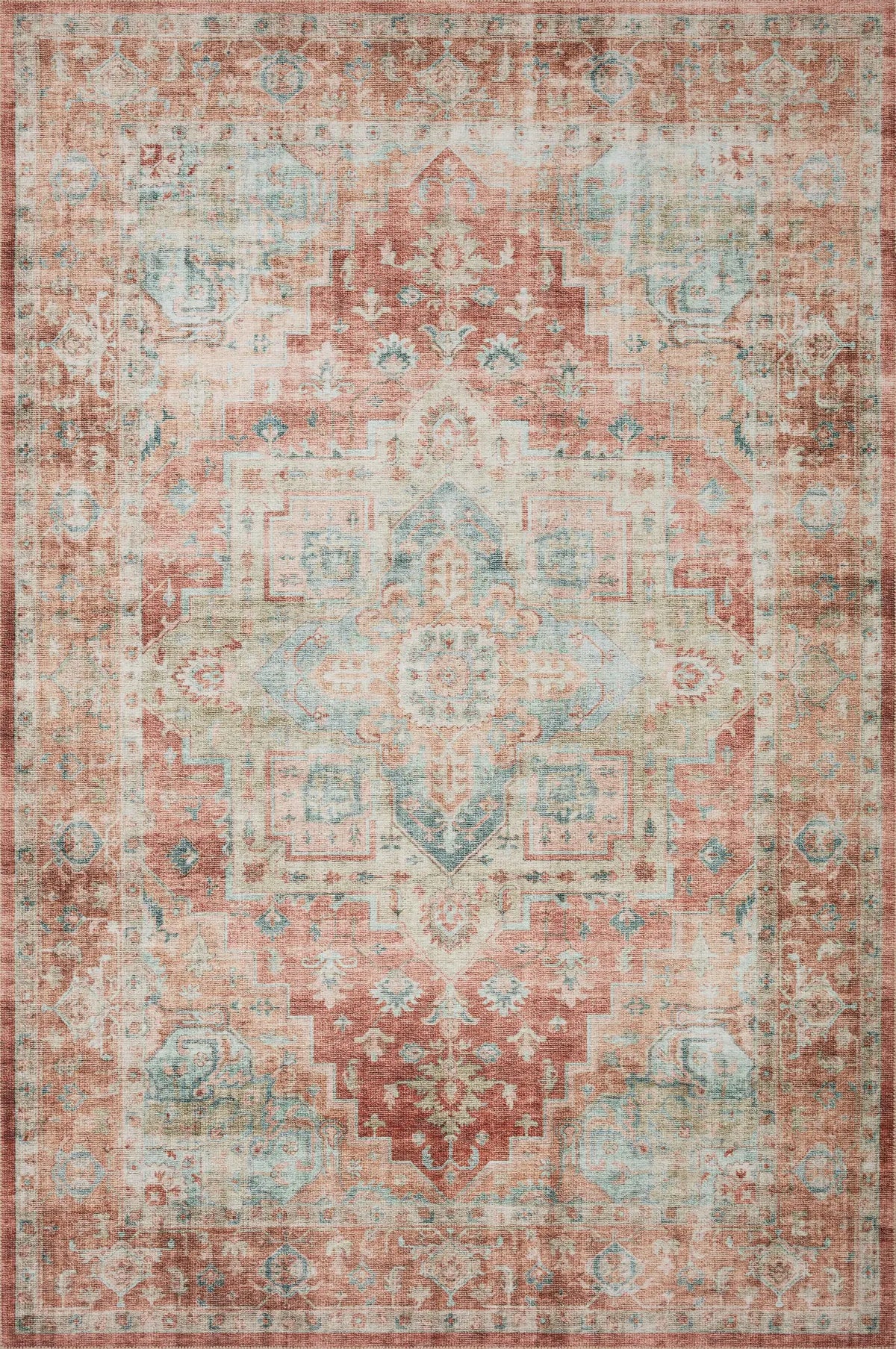Loloi Heidi Hei-01 Terracotta/Aqua Rugs - main flat